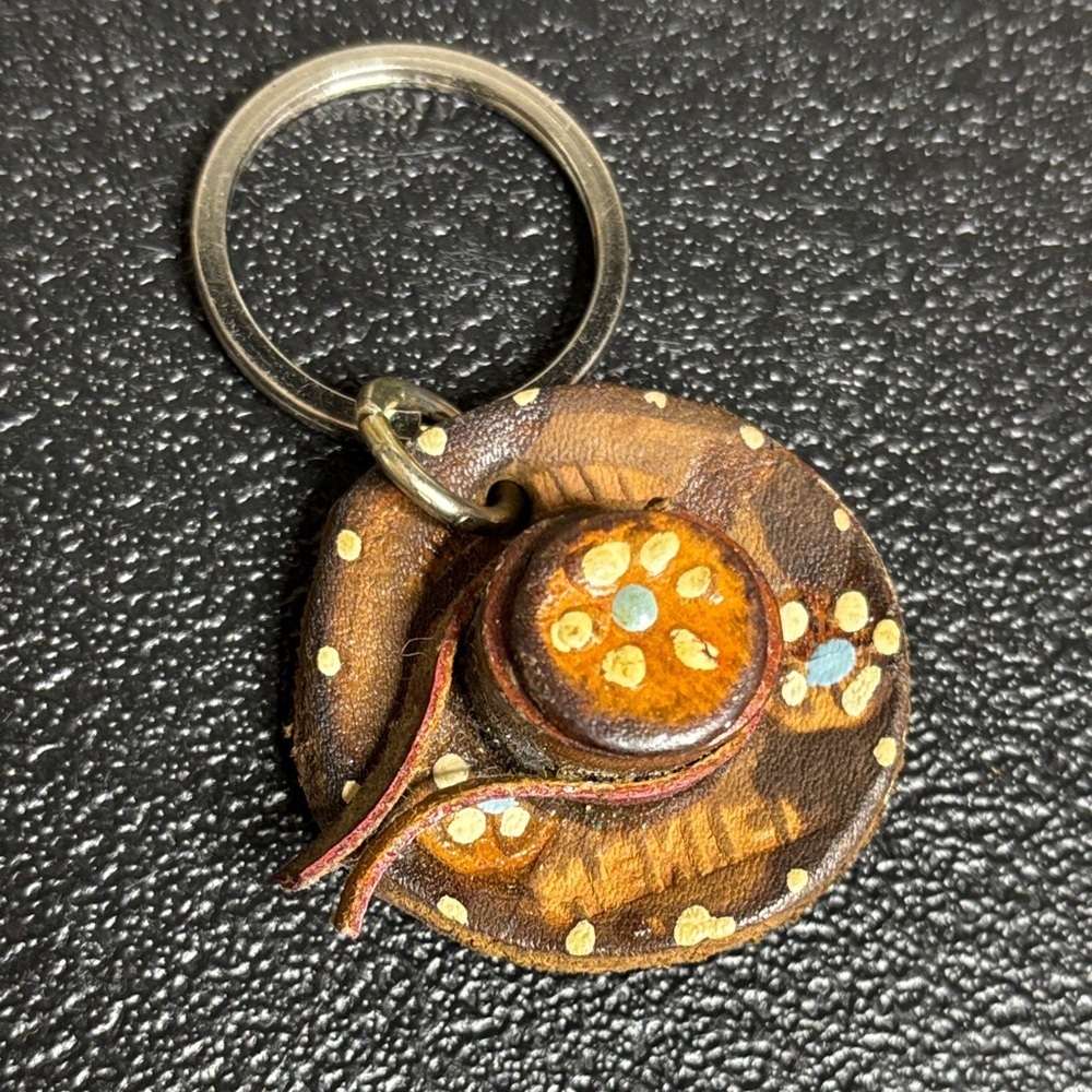 Vintage Mexico Hat Leather Keychain